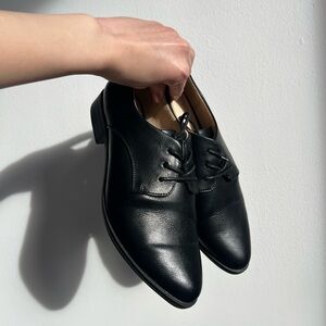 Black Vegan Leather Lace-Up Shoes